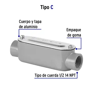 Alüminyum ve PP malzemeden yapılmış 5 adet Volteck bağlantı tipi C kutusundaki Condulet 1/2 'elektrik borusu - Product Image 2