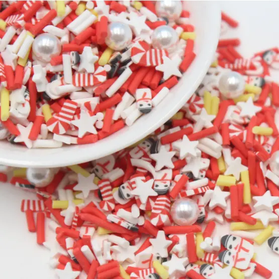 500g fette di natale Slime Charms Set carino argilla polimerica spruzza per fai da te e ornamento Scrapbooking