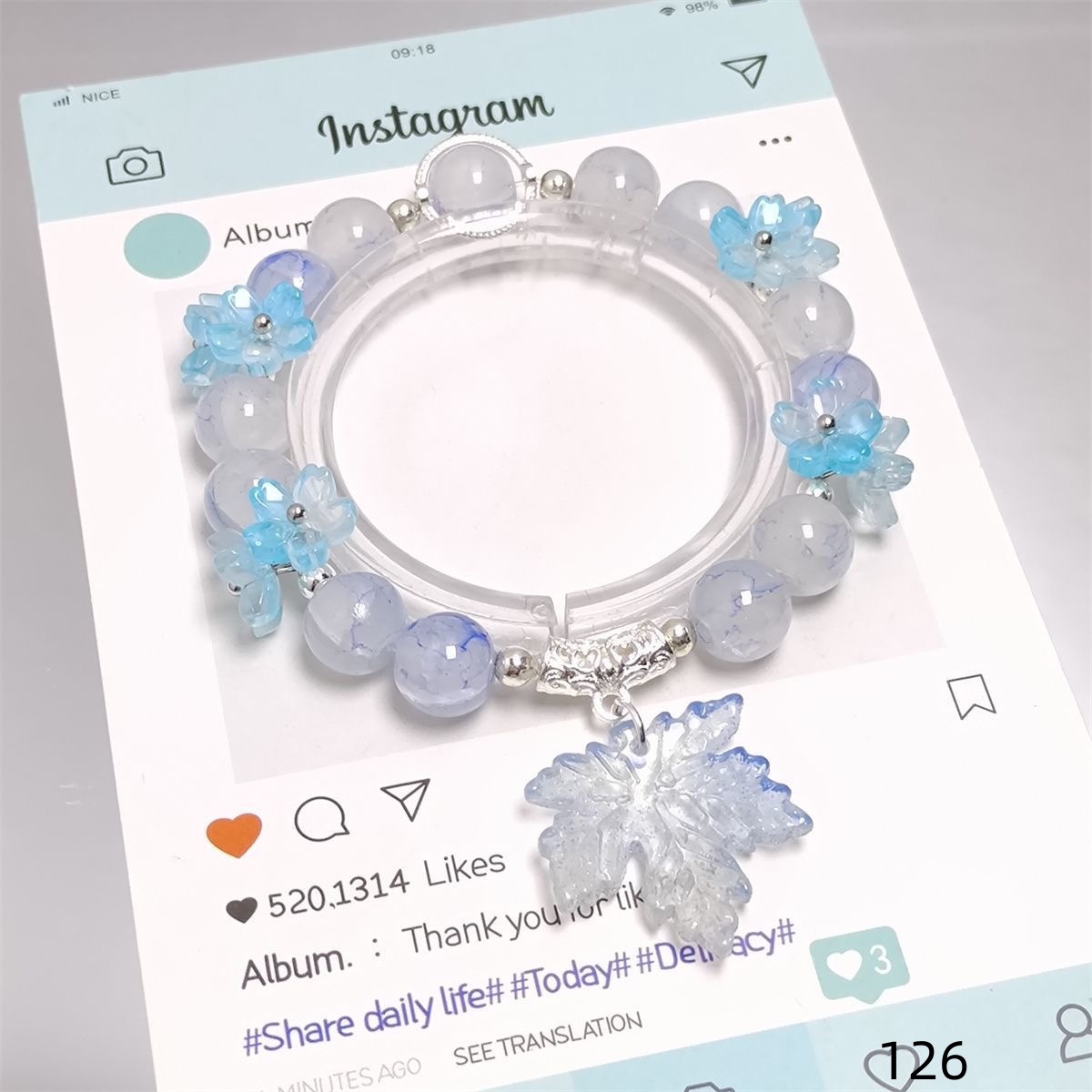 Maple leaf bracelet blue