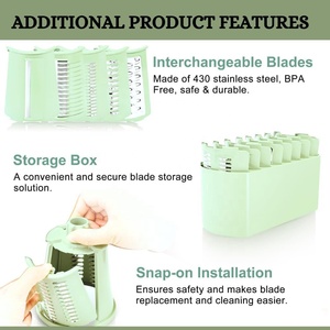 Multifunctional Rotary <strong>Swift</strong> Chopper Round Cheese Grater Vegetable Slicer Shredder with 5 Blades for Home Use - Product Image 4