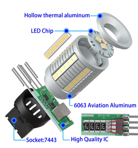 Canbus 1156 P21W BA15S Led yedekleme ters işık hata yok 1157 BAY15D 3157 7443 W21W T20 LED dönüş sinyal ışıkları 12V - Product Image 2