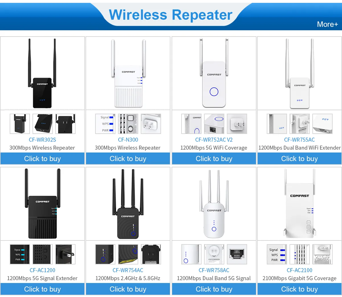 OEM ODM Senza Fili WiFi Del Ripetitore Wi-Fi Gamma Casa Extender 300Mbps amplificatore di ripetitore del segnale comfast cf-il best seller wifi booster