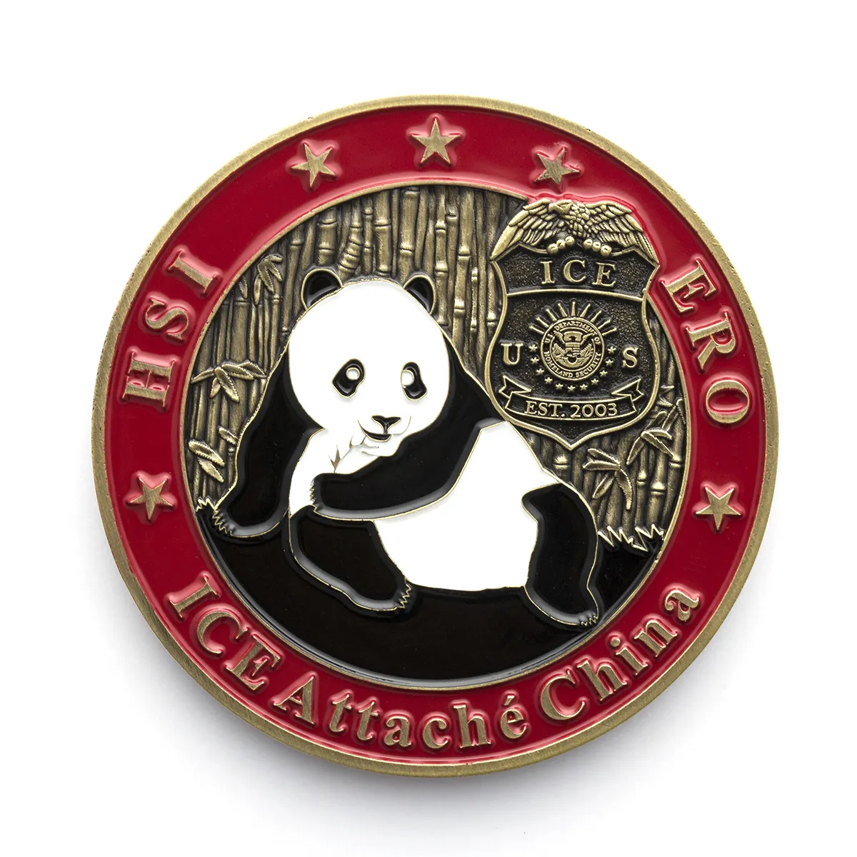 Panda encantador personalizado, esmalte suave, aleación de zinc, moneda conmemorativa de metal 3D