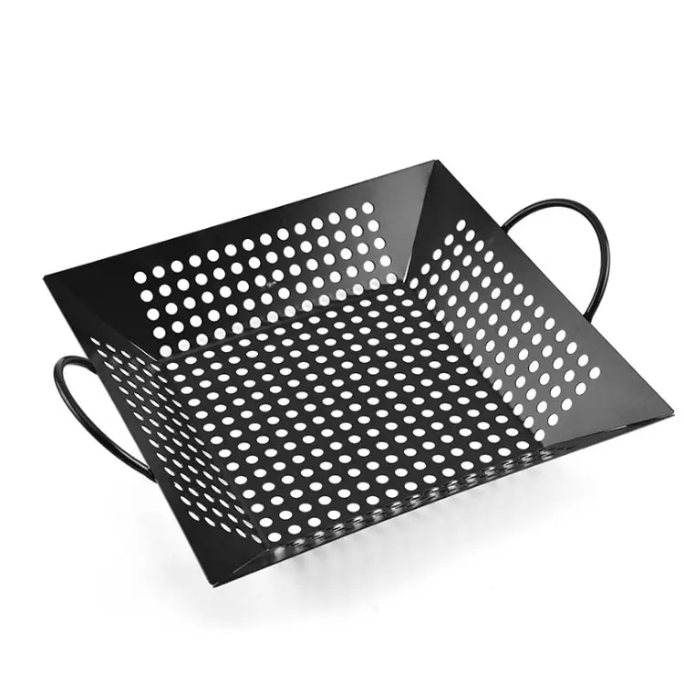 Metal Non-Stick BBQ Basket Grill Cooking Wok Grill Pan for Vegetables Meat Steak Oven Charcoal Grill Cooking Pan