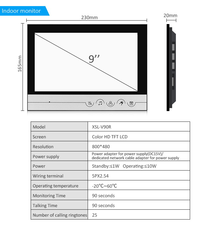 ICF-V90R   factory direct good quality smart doorbell with waterproof camera video door phone system intercom doorbell