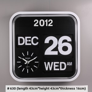 <span class=keywords><strong>Fartech</strong></span> Tiếng Anh 43cm vuông vĩnh viễn Lịch hoàn toàn tự động 3D lật Đồng hồ nhựa thời trang đơn giản thanh lịch phòng khách tường - Product Image 5