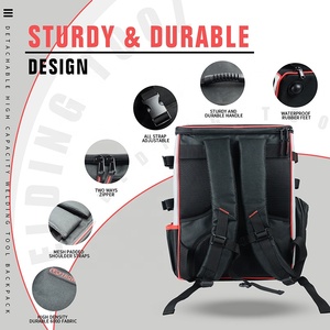 TRQ Factory Custom Welder Backpack Welding Tool <strong>Bags</strong> with Helmet Pouch Welding Tools Backpack - Product Image 4
