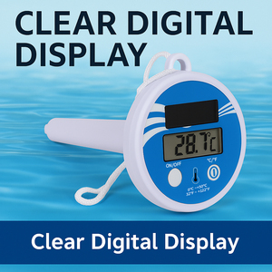 Termómetro de piscina con sensor dual inalámbrico, con energía solar, ahorro de energía, pantalla LCD digital para temperatura del agua - Product Image 3