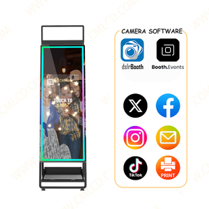Большая металлическая фотобудка в стиле ретро 62 ''стеклянное зеркало и 32'' сенсорный экран со встроенным мини-ПК поставляется с упаковкой футляра для полета - Product Image 4
