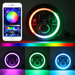 Music Function Rgb Halo Ring 7'' Headlight Angel Eyes Rgb Blu-Tooths With Timing Mode for Jeep <strong>Led</strong> Head Light for Jeep Wrangler - Product Image 3