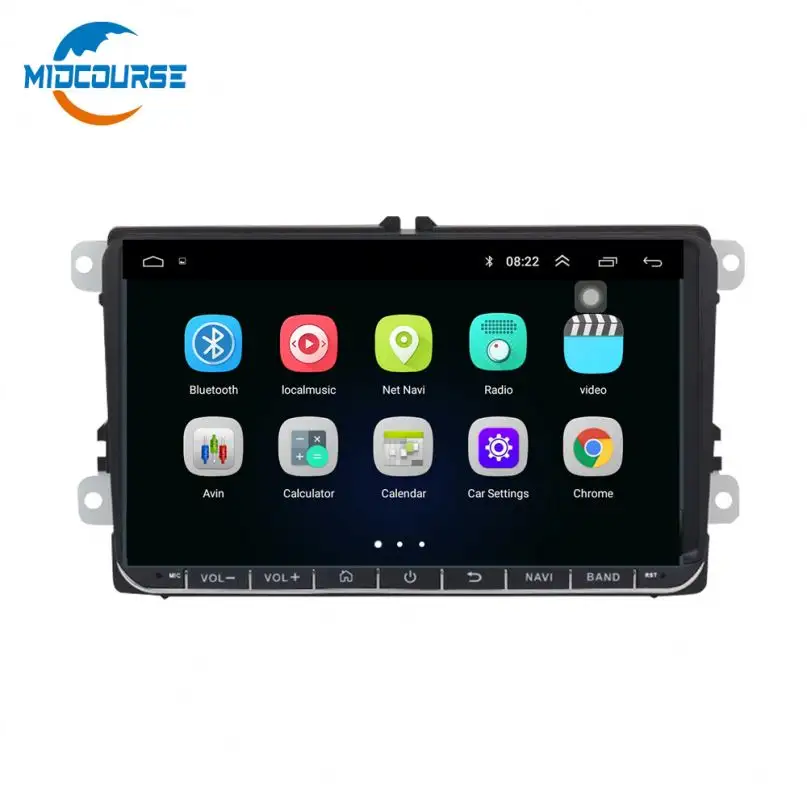 Midcourse Nhà Máy 9 "2DIN 1 + 16G Android 8.1 Xe DVD Player GPS Cho VW Touareg Multivan T5 2004-2011 Với Tốt Nhất Cooler/Tản Nhiệt