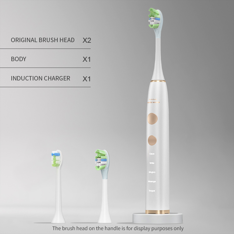 Corps blanc + deux têtes de brosse + chargeur sans fil