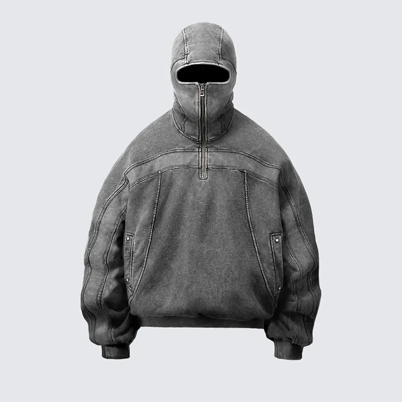 Hoodie Fabricantes Custom Pullover Hoody Alta Qualidade Em Branco Camisola Do Vintage Oversized Heavyweight Acid Wash Ninja Hoodie