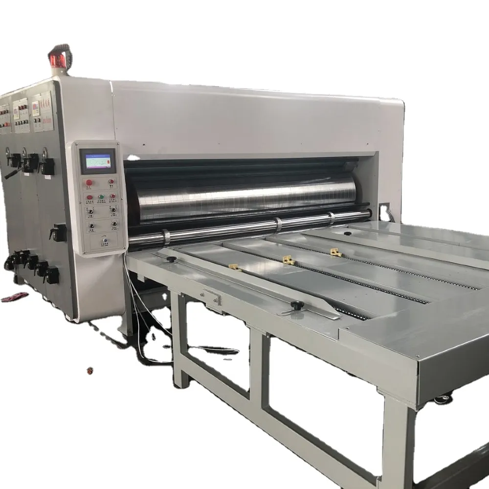 carton pizza box Semi-auto 3 colors flexo ink printing slotting die cutting machine for sale