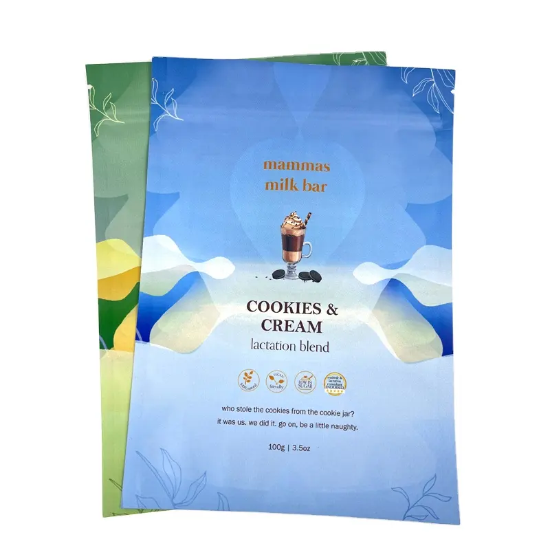 Customizable food grade three side sealed Myra bag for milk bar biscuit snack packaging Free sample