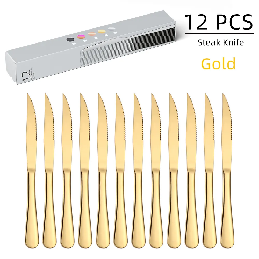 Wholesale Hotel Restaurant Steak Knives 12 Piece Setting Stainless Steel Steak Knife Set For Kitchen/Bbq/Dinners/Party