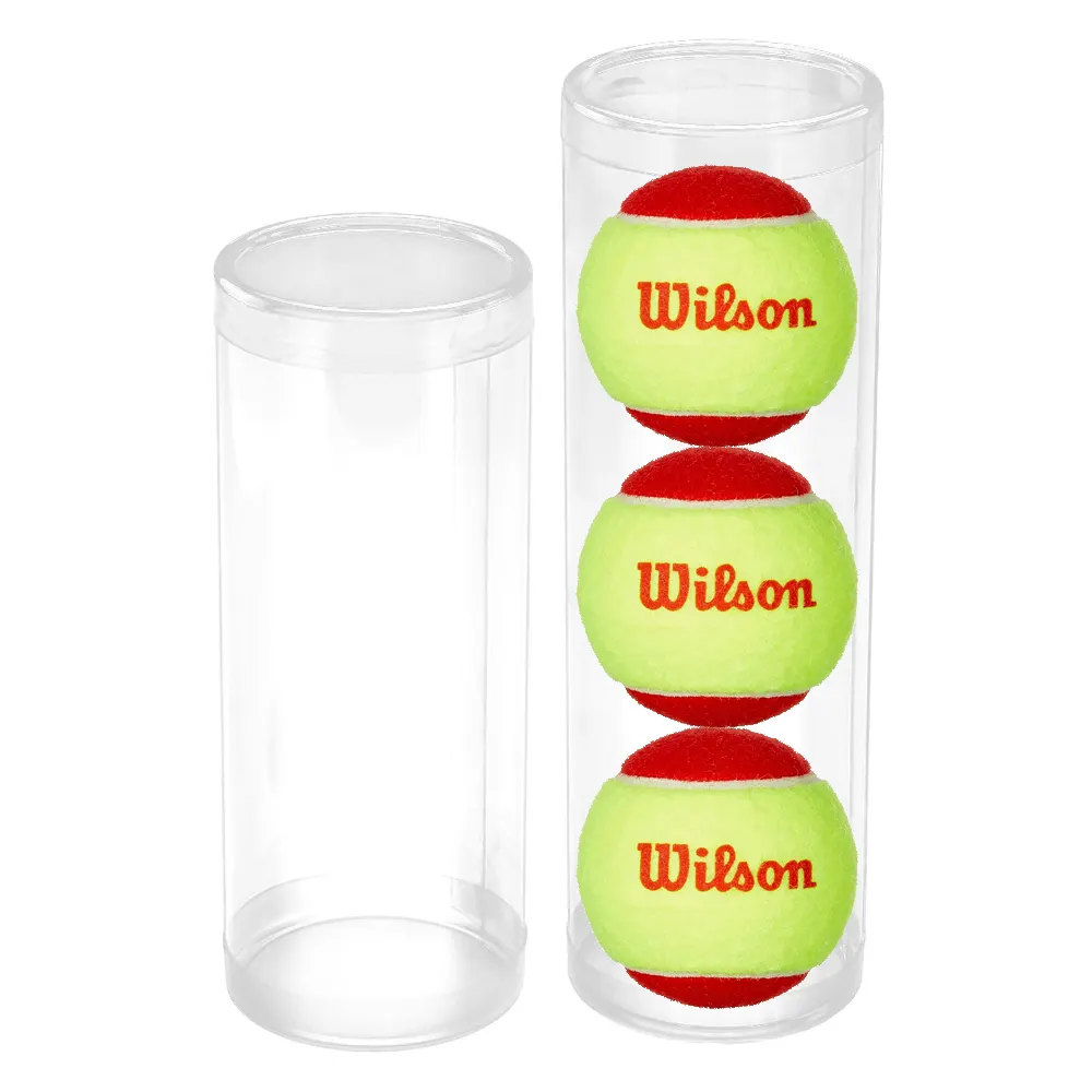 Caja de cilindro de plástico transparente con logotipo personalizado, contenedor de plástico para bolas de tenis, impresión personalizada, venta al por mayor