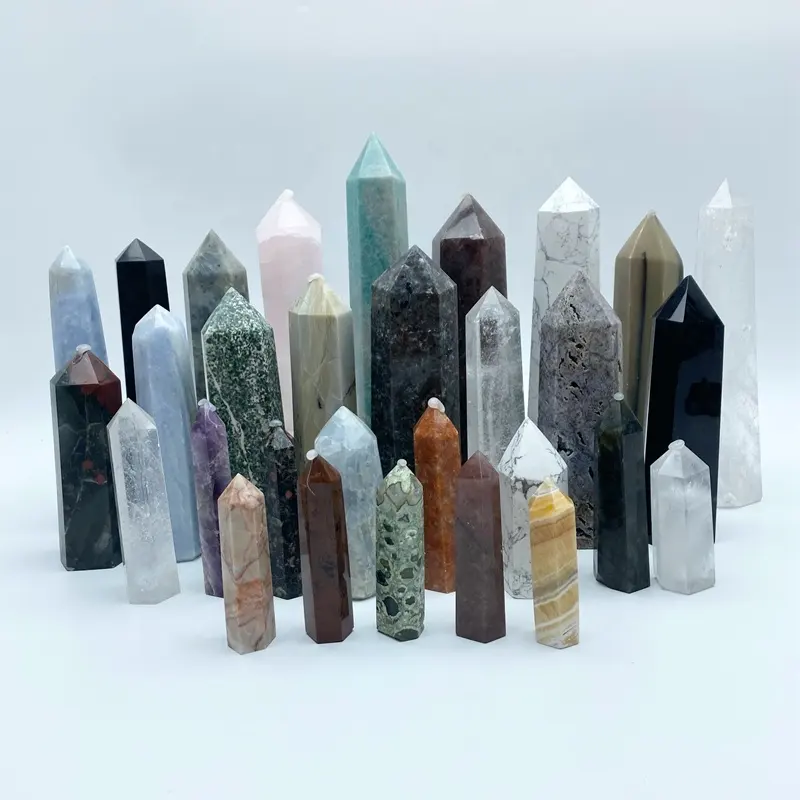 Grande tour de quartz en cristal naturel, point de cristal en gros pour fengshui