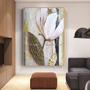 Basit tasarım sanat çiçek doku büyük boy yeni tasarım manzara, modern soyut resim altın yaprak sanat - Product Image 3