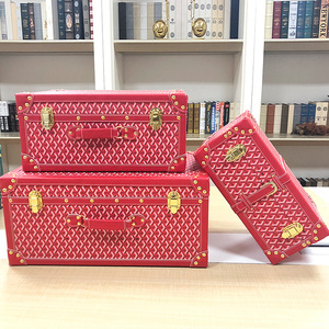 Fabrika dekorasyon Centerpieces giysi bavul için kapaklar ile özel ahşap kurulu kutuları 3 bavul kollu kutular Set - Product Image 3