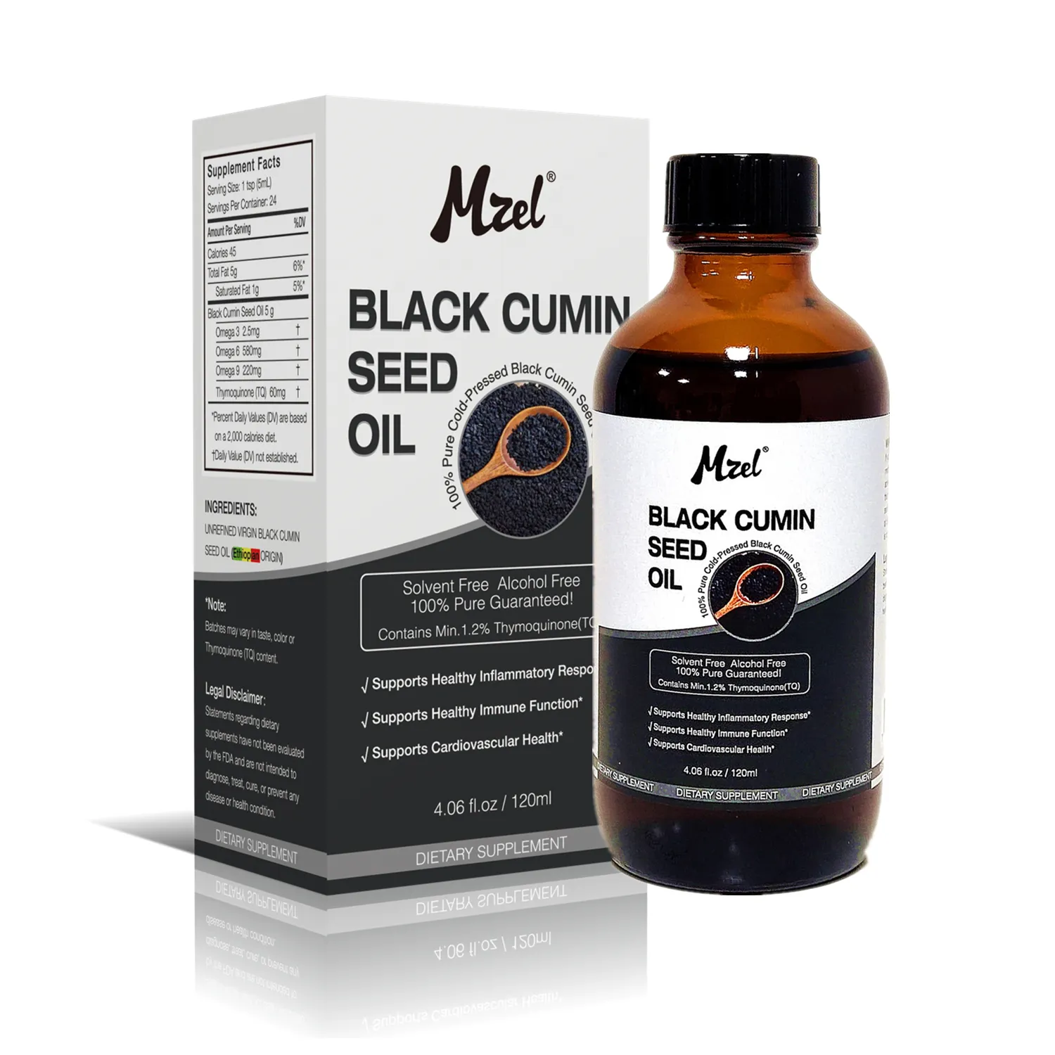 Aceite de semilla negro prensado en frío de Etiopia, 100% Natural, orgánico, Etiqueta Privada