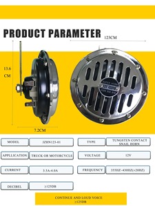 Super Tone <strong>Horns</strong> 12V Loud, Waterproof Car <strong>Horn</strong> Kit with Relay Harness, Metal Twin <strong>Horns</strong> with Mounting Bracket Basin <strong>Shaped</strong> - Product Image 3
