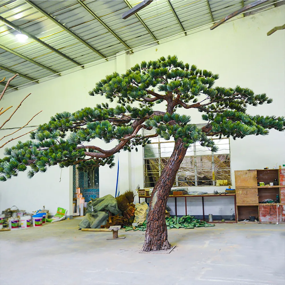 ต้นไม้ประดิษฐ์จาก Haihong ต้นไม้พอตเต้ต้นสนเทียมสำหรับตกแต่งบ้านสวน