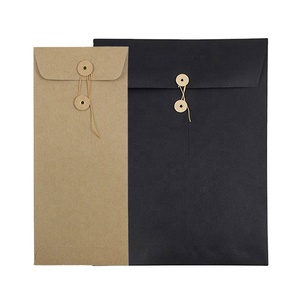 Luxus Nach Holz Textur Phantasie Kraft Papier Verpackung A4 Umschlag mit Taste und String Verschluss - Product Image 1