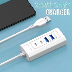 CTX 1M Dual <strong>USB</strong> and Dual PD Fast Charging Type-C Hub Multi-Port Expander for Convenient Charging and Data Transfer - Product Image 2