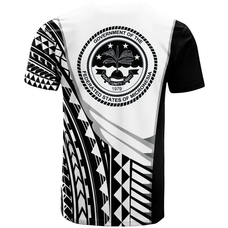 T-shirt 3D polynésien noir pour hommes de Micronésie T-shirt de sport à manches courtes d'été personnalisé sur le modèle nouveau modèle vente en gros