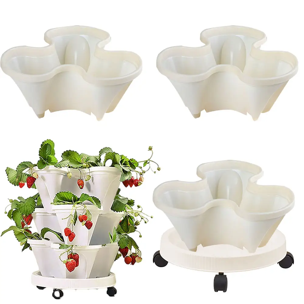 Ensemble de pots de plantation de légumes, 2 pièces, tour verticale en plastique blanc pour l'intérieur ou l'extérieur, bon marché