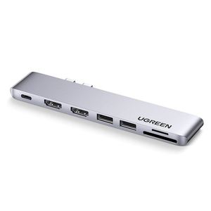 UGREEN USB C to <strong>Dual</strong>-<strong>HDMI</strong> Adapter 7 in 1 USB C Thunderbolt 3 Adapter to <strong>Dual</strong> <strong>HDMI</strong> 2 USB3.0 100W PD Port USB C to SD TF Card