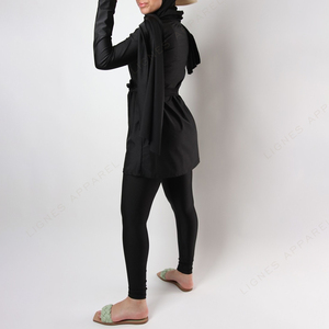 Customizable Muslim Women <strong>Burkini</strong> Three Piece Swimsuit Solid Color Modest Muslim Swimwear Islamic Muslim Swimsuit - Product Image 3