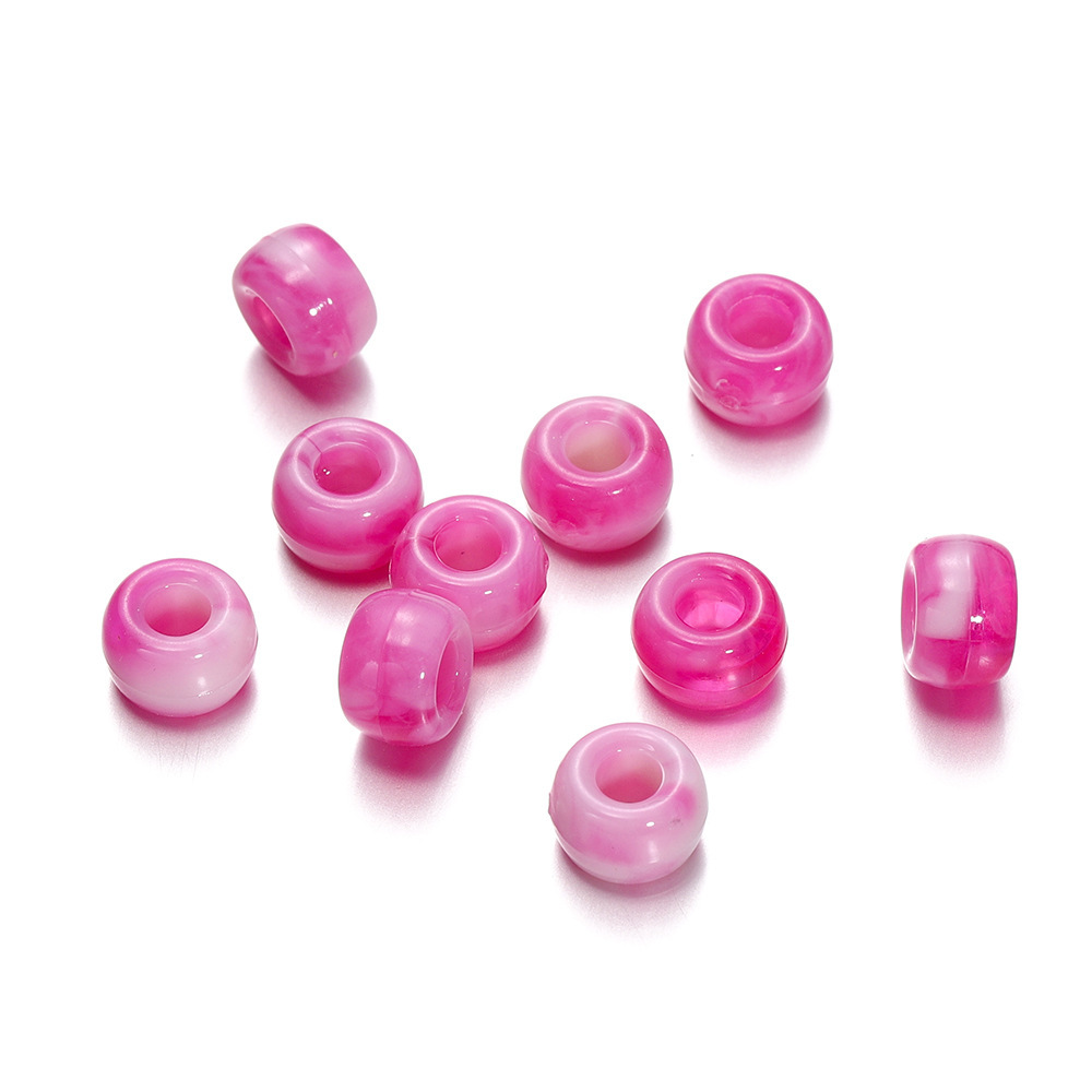 Acrylic two-tone large hole beads - rose red (6*9mm)
