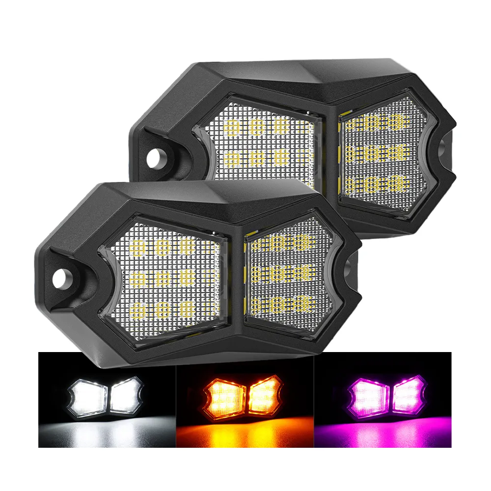 자동 조명 시스템 18 LED 자동차 트럭 다채로운 섀시 록 라이트 IP67 사이드 마커 조명 플래시 신호 경고 램프