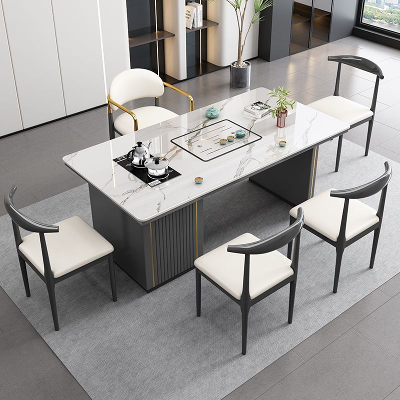 Mesa de té de 1,2 metros, 1 silla de lujo ligera y 4 sillas en forma de cuerno