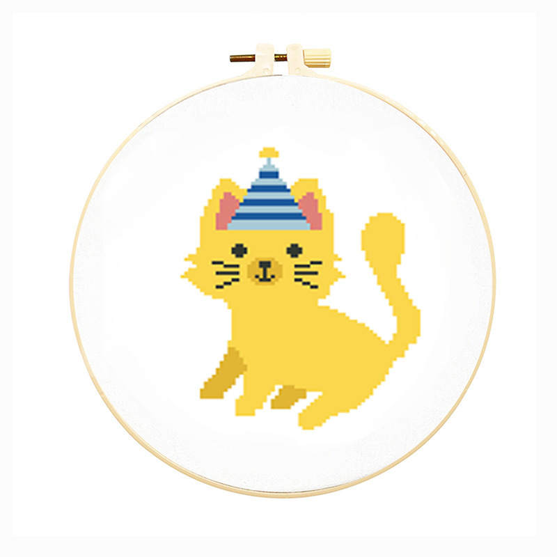 Cross-stitch wall art-cute cat unfinished