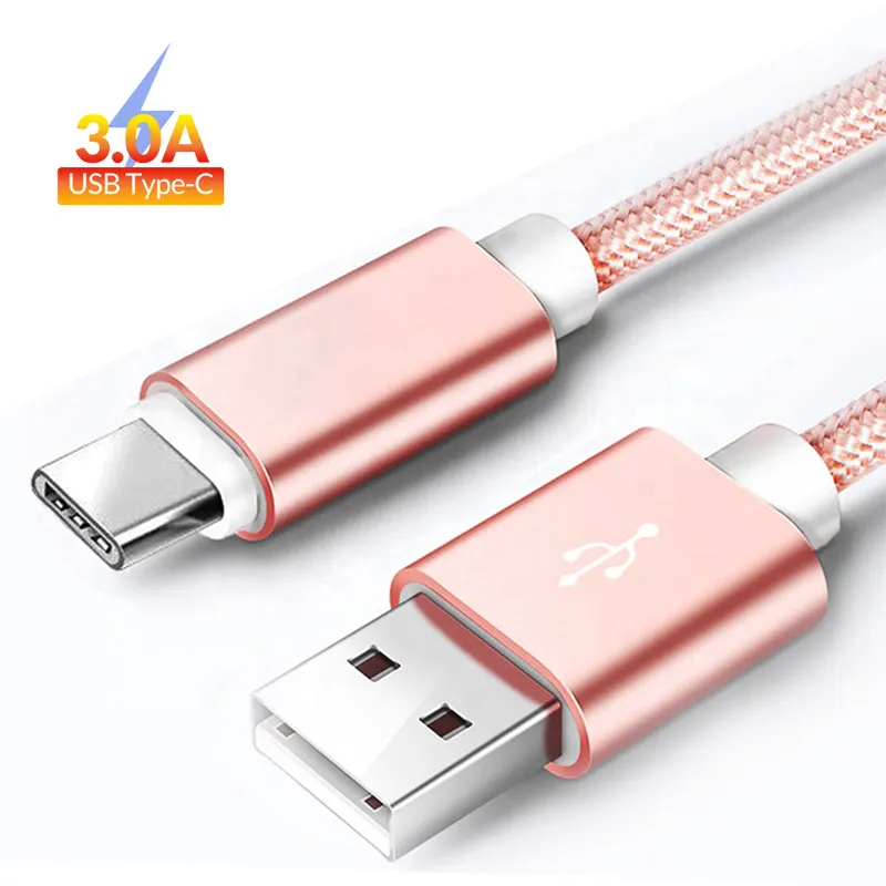 Cargador de cable USB de tejido de nailon con carcasa de aluminio para teléfonos móviles Cable de carga de datos Usb