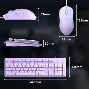104-Key RGB Purple Gaming <strong>Keyboard</strong> <strong>Mouse</strong> <strong>Combo</strong> 6-Speed Pudding Keycaps Silent for PC Mac Windows Office <strong>Computer</strong>/Laptop - Product Image 4