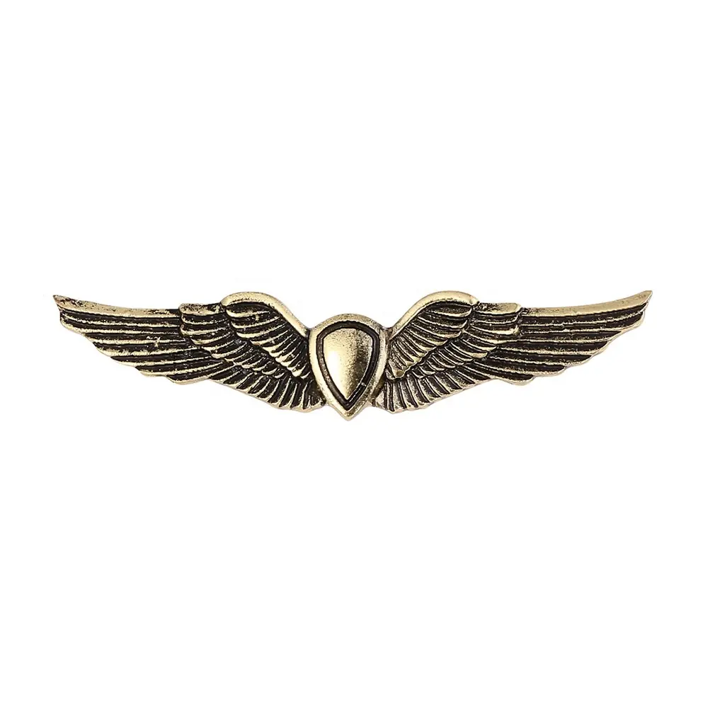 Hot Sale Stock Custom Die Cast Vintage Bronze Zinc Alloy Engraved Airline Wing Badges Lapel Pin Souvenir