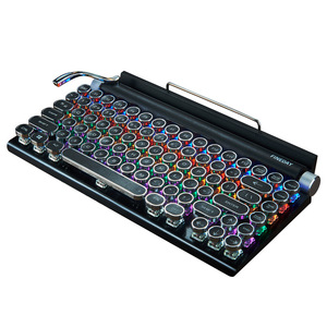 Teclado de máquina de escribir Retro para iPad Laptop, teclas redondas iluminadas, Teclado mecánico inalámbrico para juegos, el mejor teclado de programación