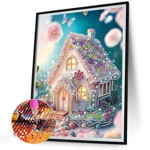 30 * 40cm卸売カスタム5dピンクガーデン城絵画子供用正方形ダイヤモンド絵画キットダイヤモンド絵画クロスステッチ