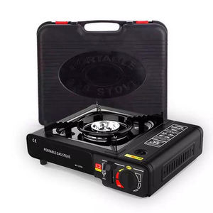 Plastik kutu ile açık kamp sobası taşınabilir bütan soba gaz Cooktops brülör barbekü soba