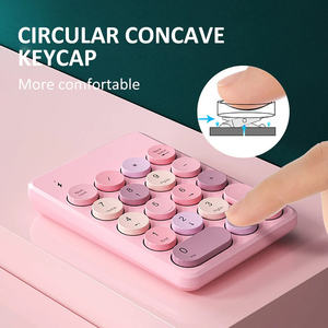Wireless Number Pad 18 Keys Portable Number <strong>Keyboard</strong> <strong>with</strong> USB Receiver Wireless <strong>Numeric</strong> <strong>Keypad</strong> Retro Style Round Keycaps