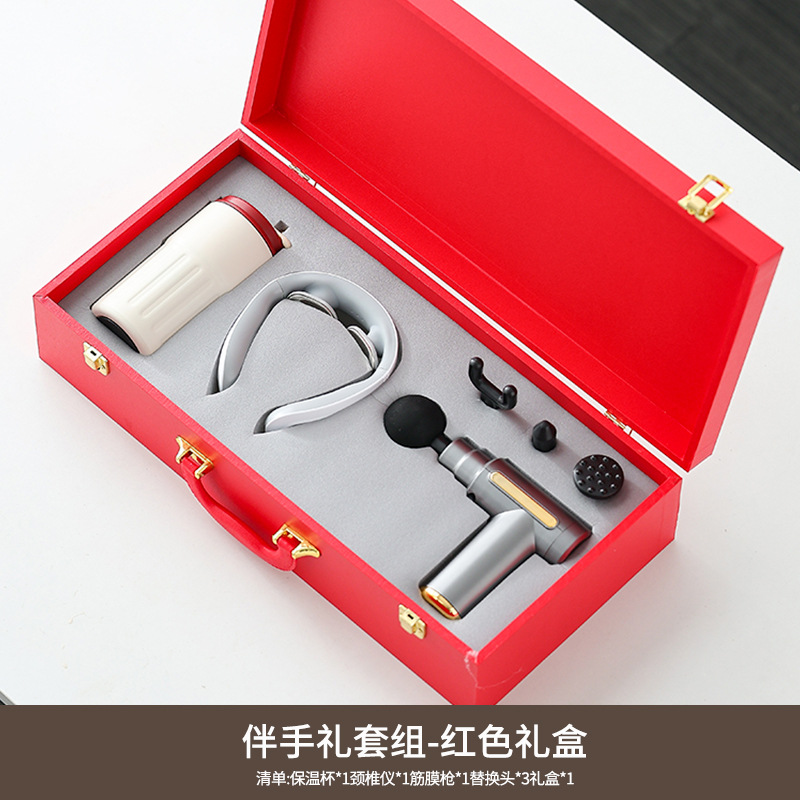 Set de 3 piezas para masaje cervical y pistola de fascia (rojo)