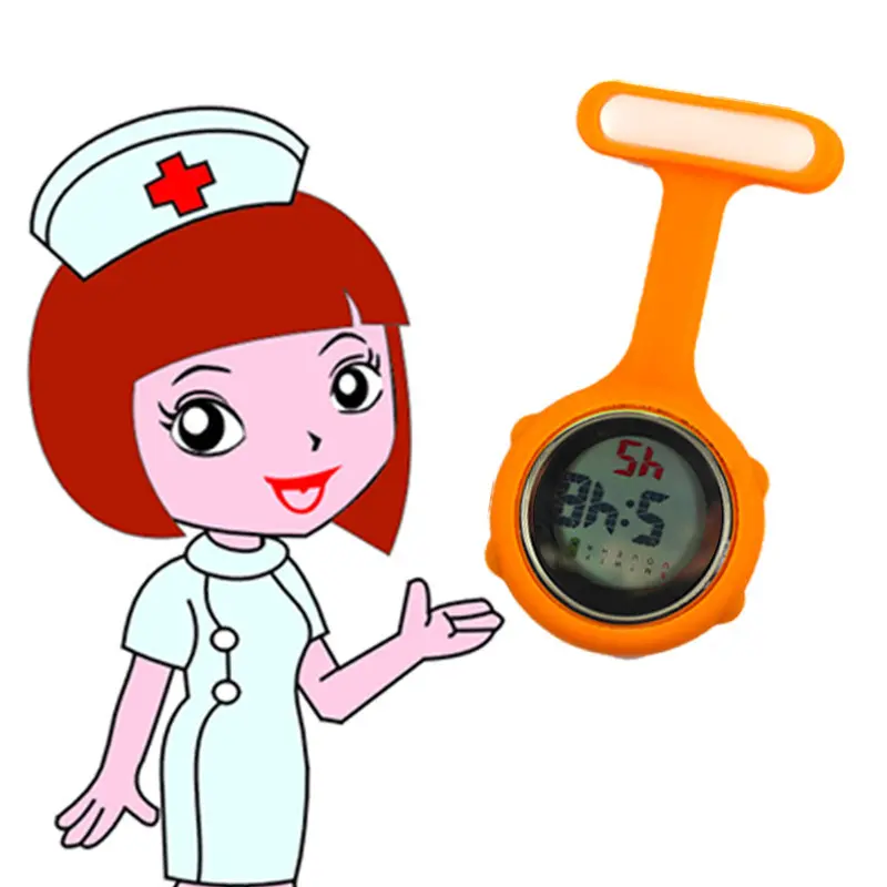 Orologio da infermiera digitale tascabile in Silicone con spilla di alta qualità per ospedale reloj de enfermera