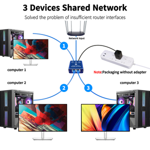 Stackable Gigabit 1 to 3 Ethernet <strong>Network</strong> Splitter RJ45 LAN <strong>Adapter</strong> with USB Internet Connection Extender <strong>Network</strong> Switches - Product Image 4