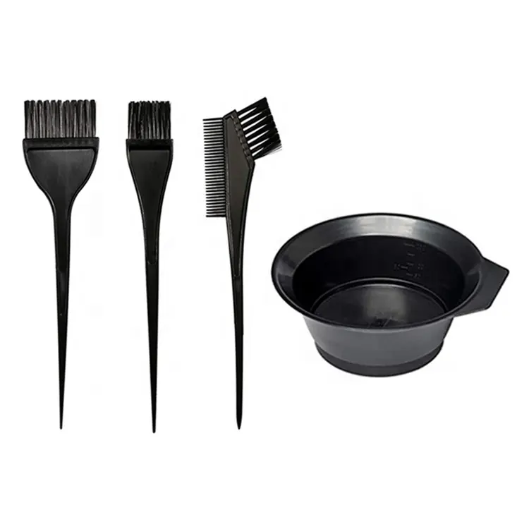 Kit de escovas de tintura para cabelo 4 unidades, profissional, tigela, conjunto de pincéis de tintura de cabelo, incluindo tinta de borda e escova de borda