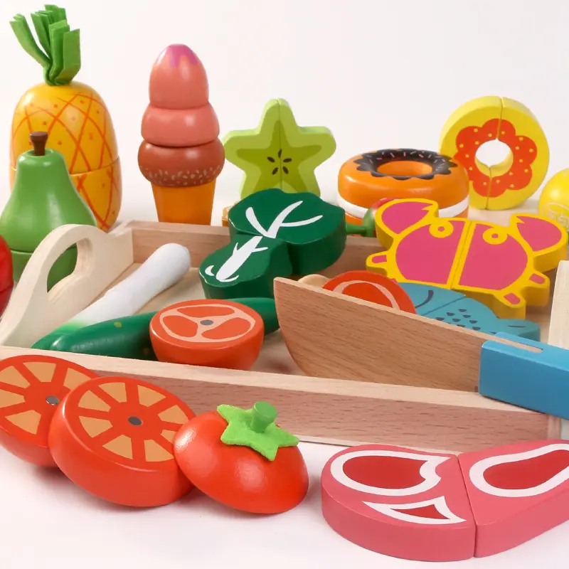 Del bambino Bambini Cucina Giocattoli di Legno di Taglio Frutta Verdura Casa di Gioco di Ruolo Giocattoli Educativi