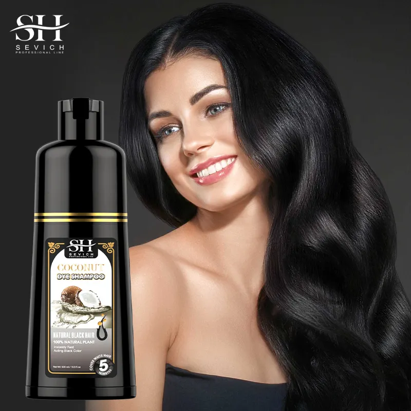 Shampooing de teinture capillaire noir rapide naturel de luxe 100% pour produit de soin de shampooing capillaire